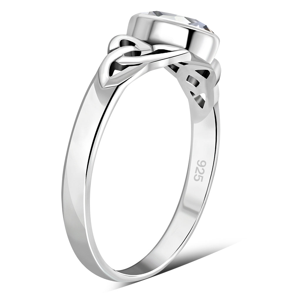 Silver Celtic Ring set w/ Clear CZ