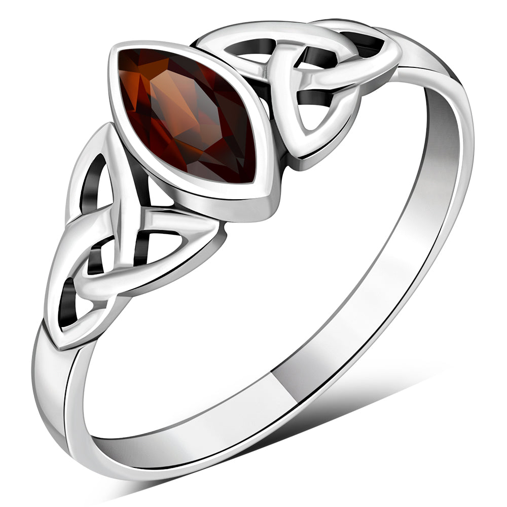 Silver Celtic Ring set w/ Garnet Stone