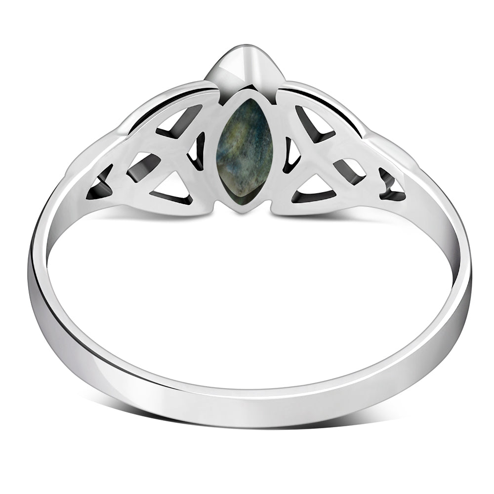 Abalone Shell Celtic Trinity Knot Silver Ring