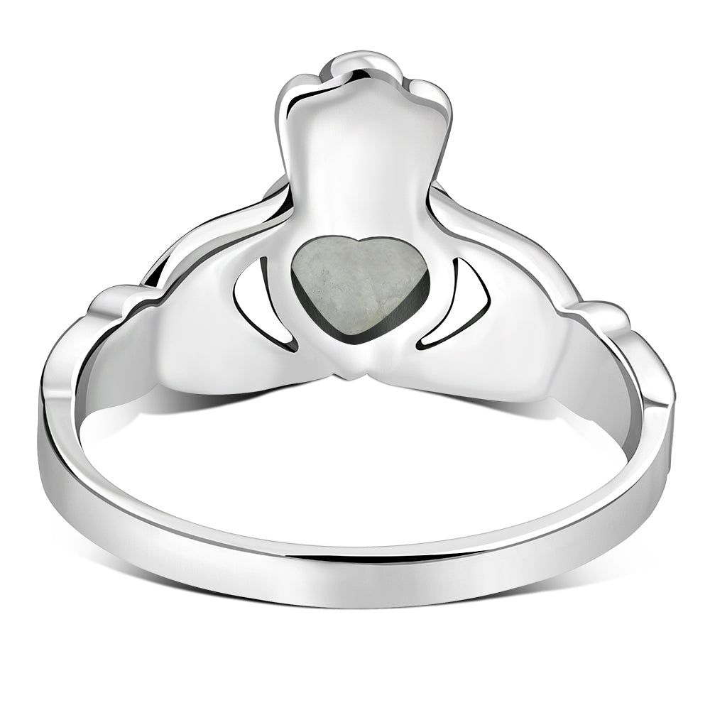 Irish Claddagh Sterling Silver Ring w/ Mother of Pearl