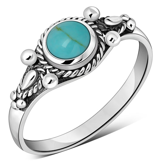 Tibetan Style Reconstituted Turquoise Silver Ring