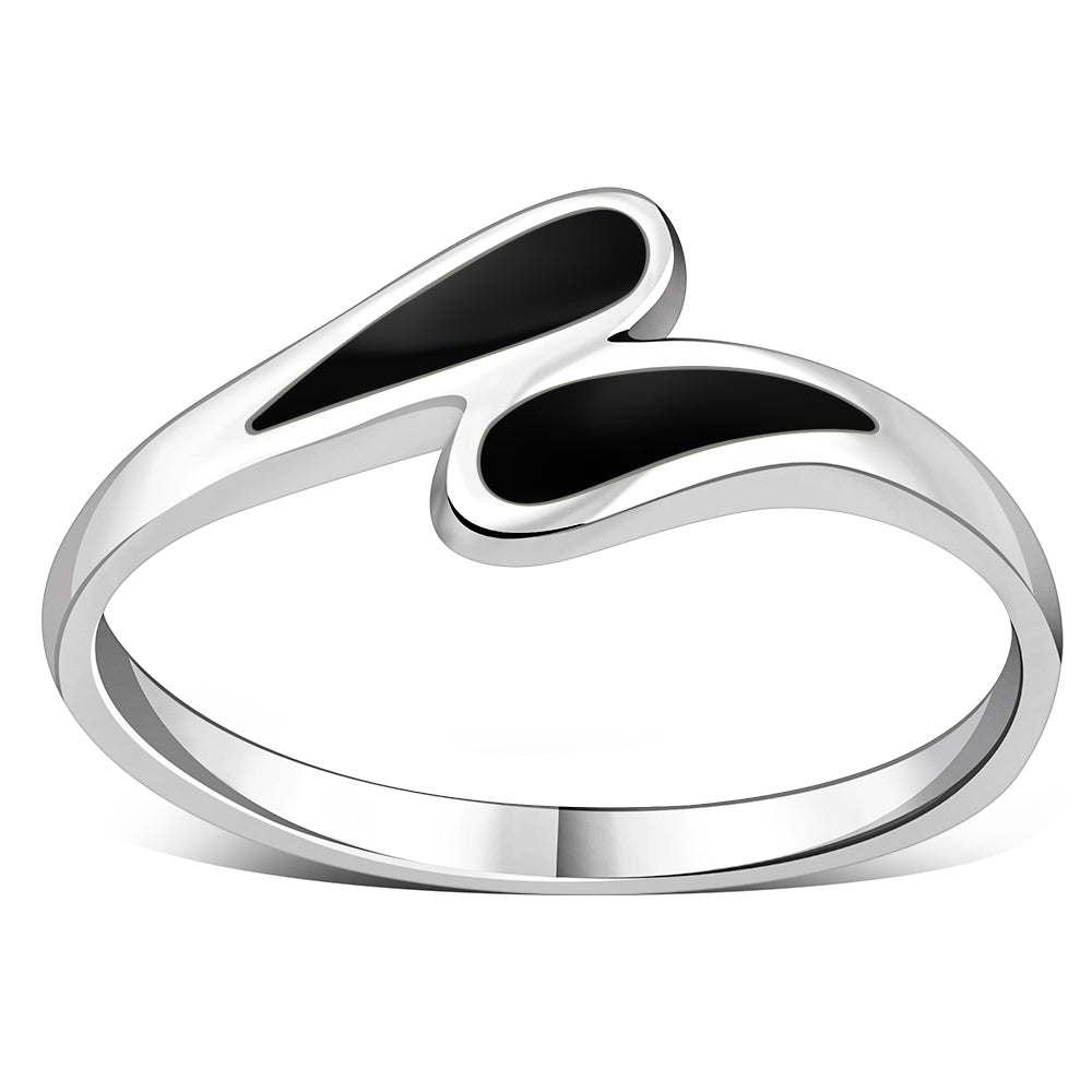 Black Onyx Sterling Silver Drops Ring