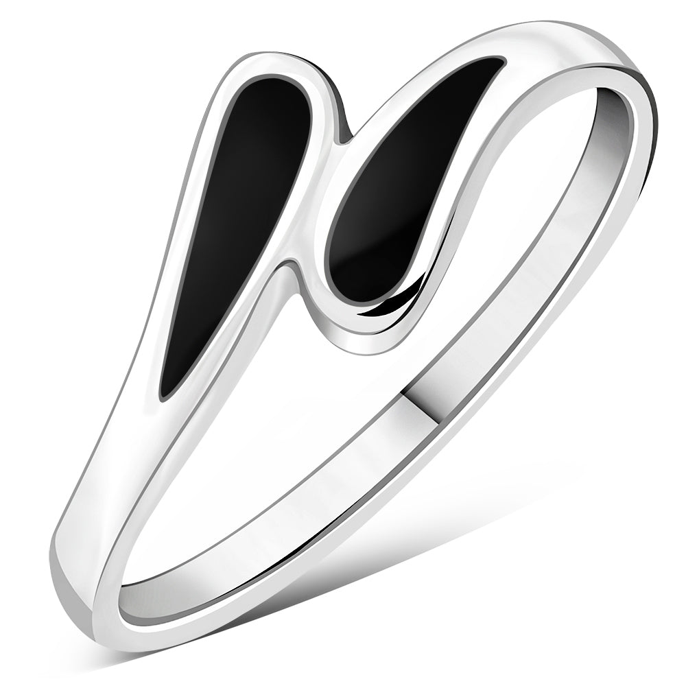 Black Onyx Sterling Silver Drops Ring