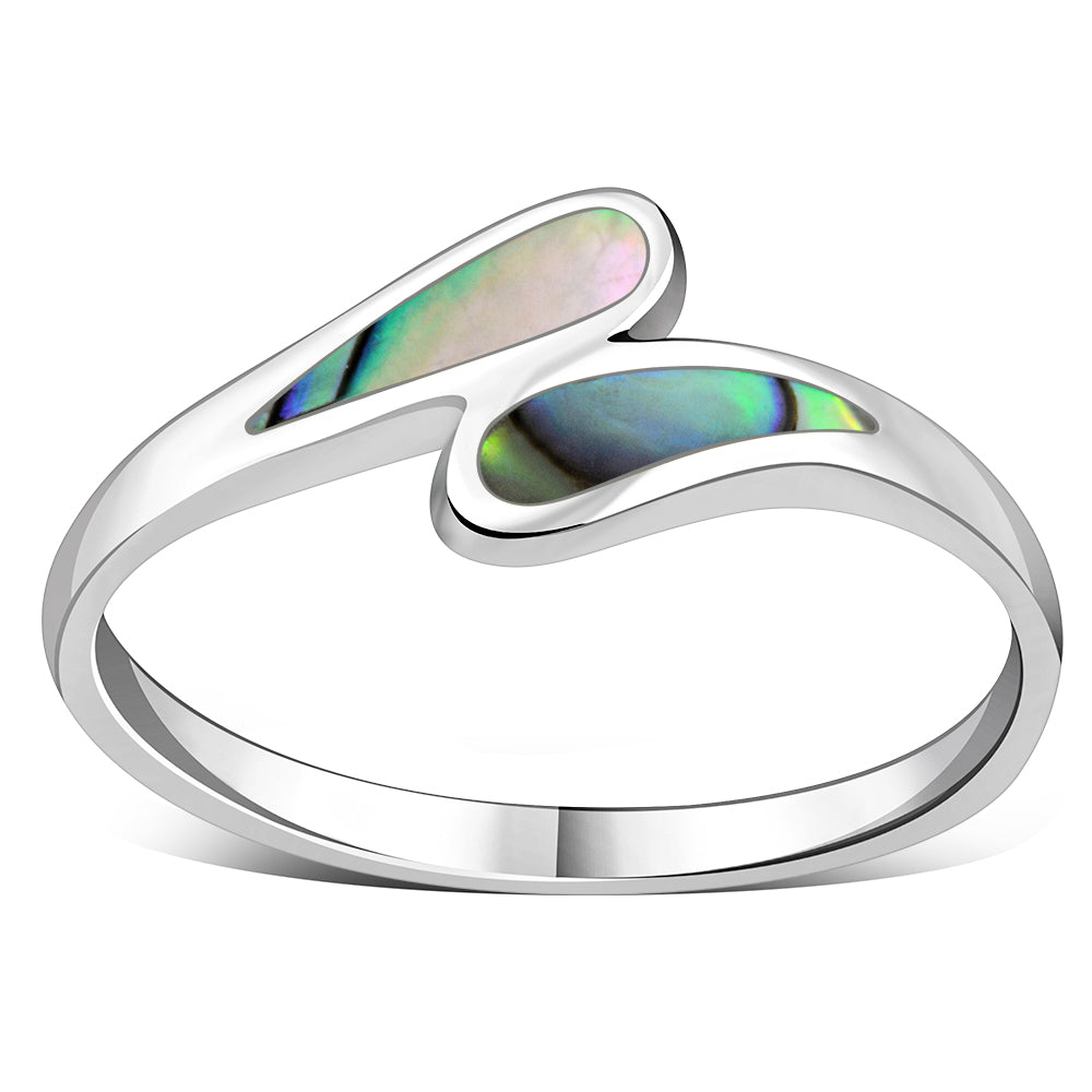 Abalone Shell Silver Drops Ring