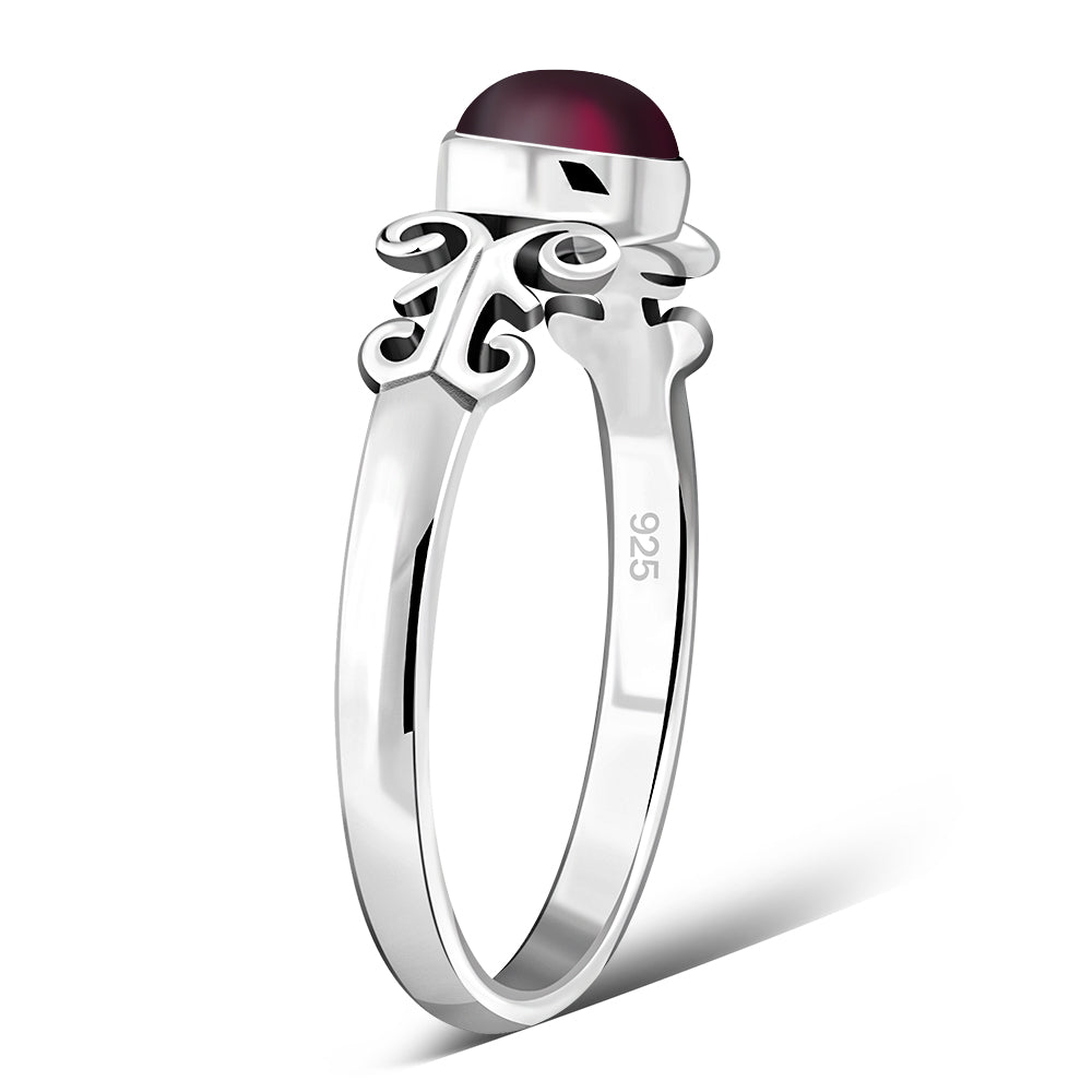 Ethnic Style Garnet Stone Silver Ring