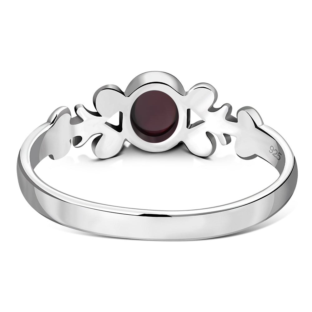 Ethnic Style Garnet Stone Silver Ring