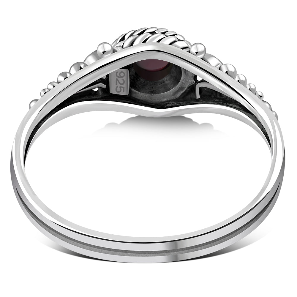 Ethnic Style Garnet Stone Silver Ring