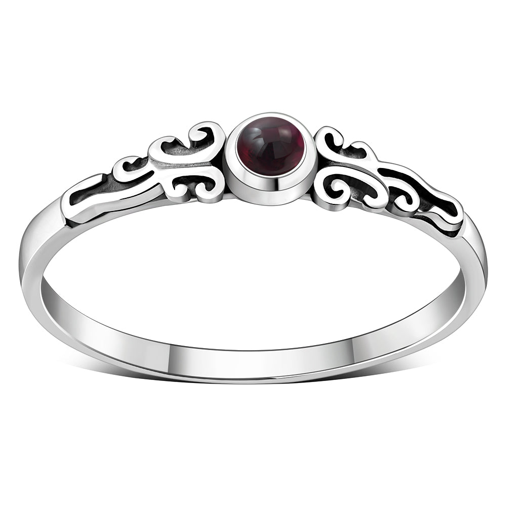Garnet Stone Sterling Silver Ring