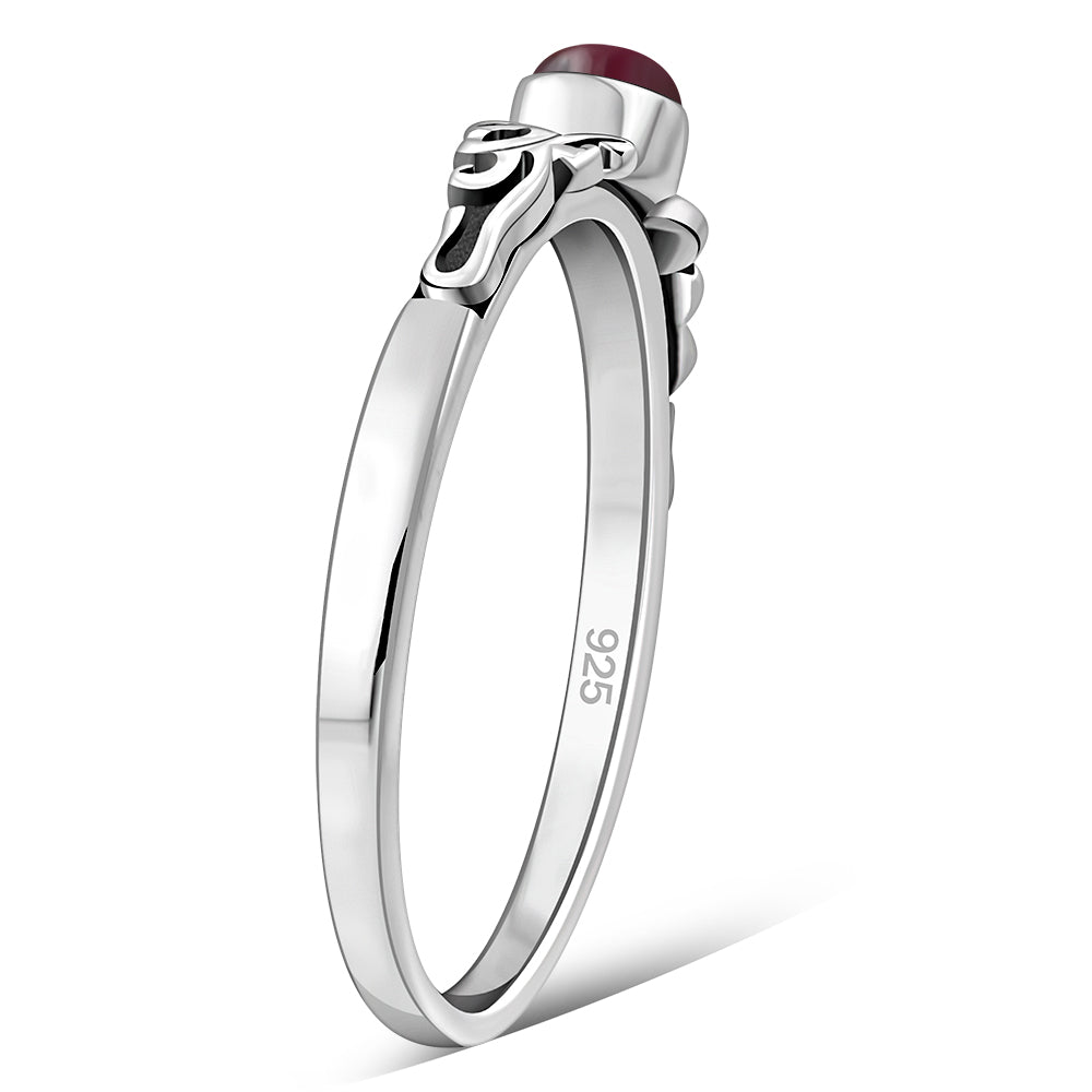 Garnet Stone Sterling Silver Ring
