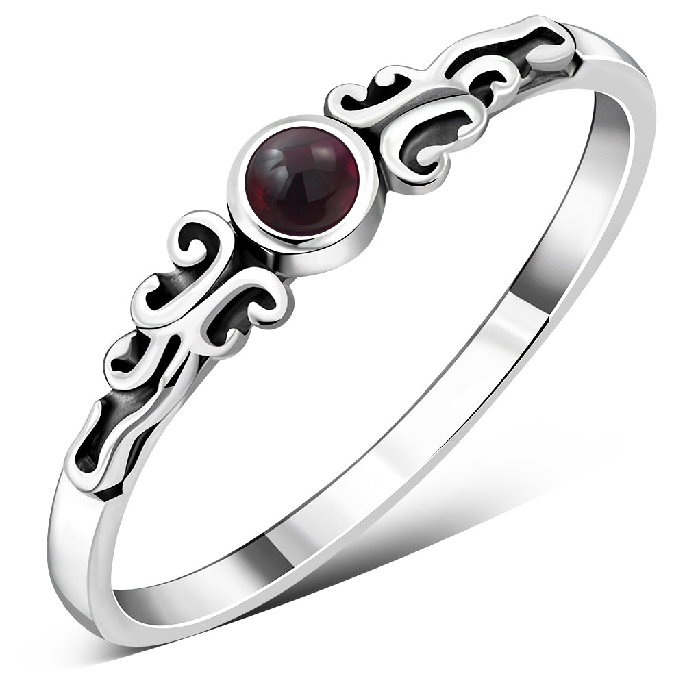 Garnet Stone Sterling Silver Ring