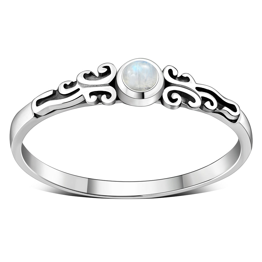Rainbow Moonstone Sterling Silver Ring