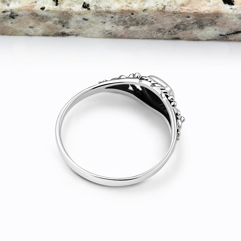 Heart Black Onyx Sterling Silver Ring