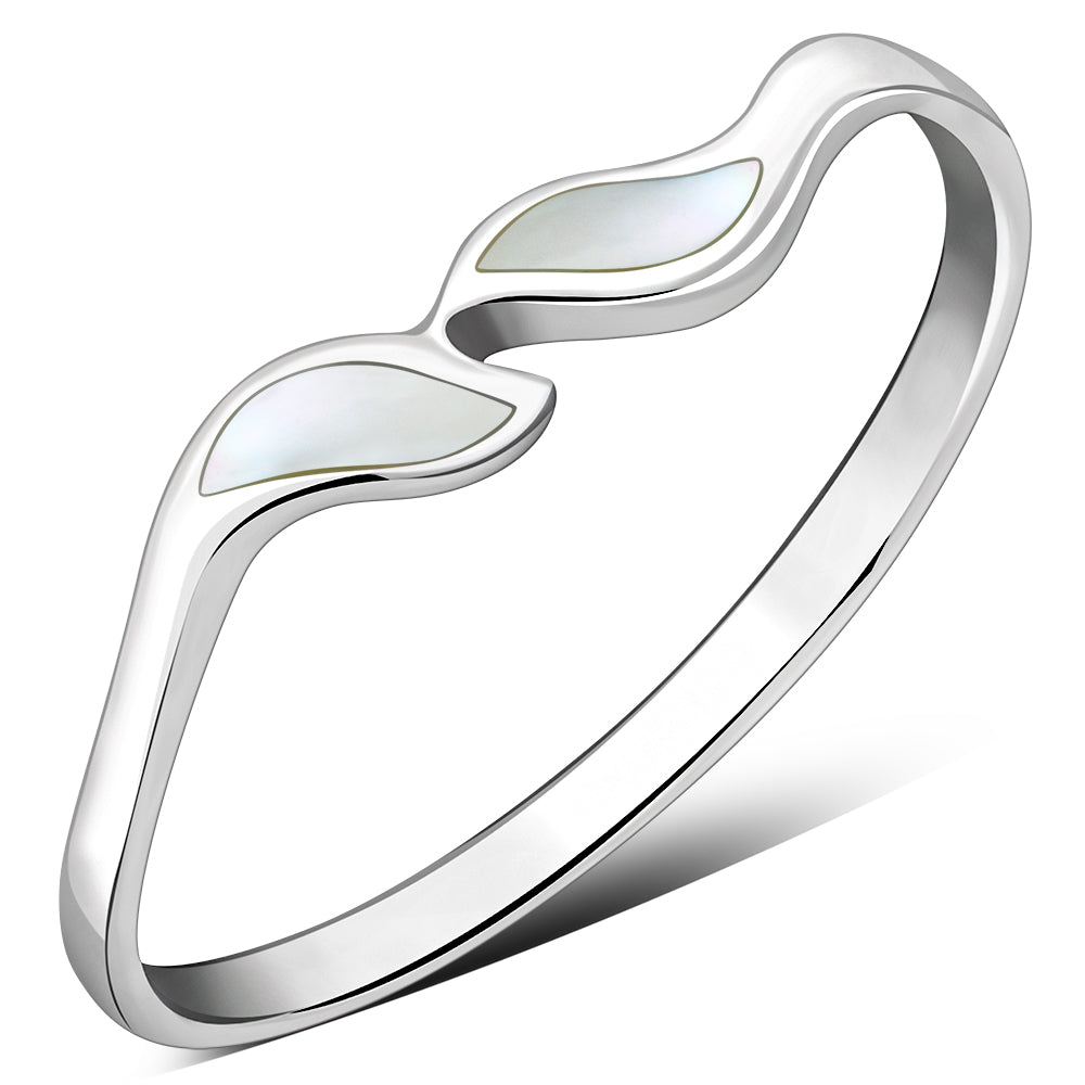 Mother of Pearl Sea Shell Silver Ring