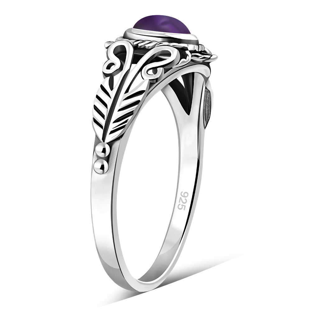 Ethnic Amethyst Stone Sterling Silver Ring