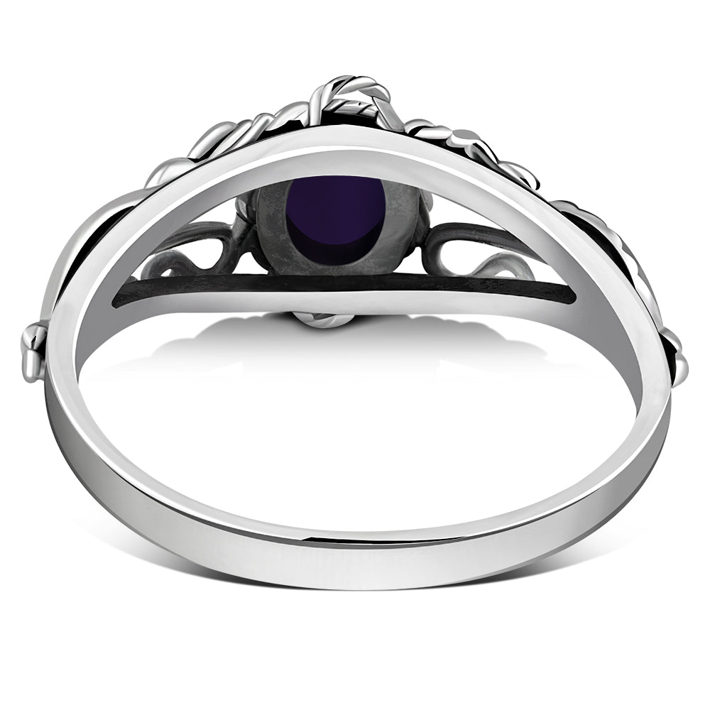 Ethnic Amethyst Stone Sterling Silver Ring