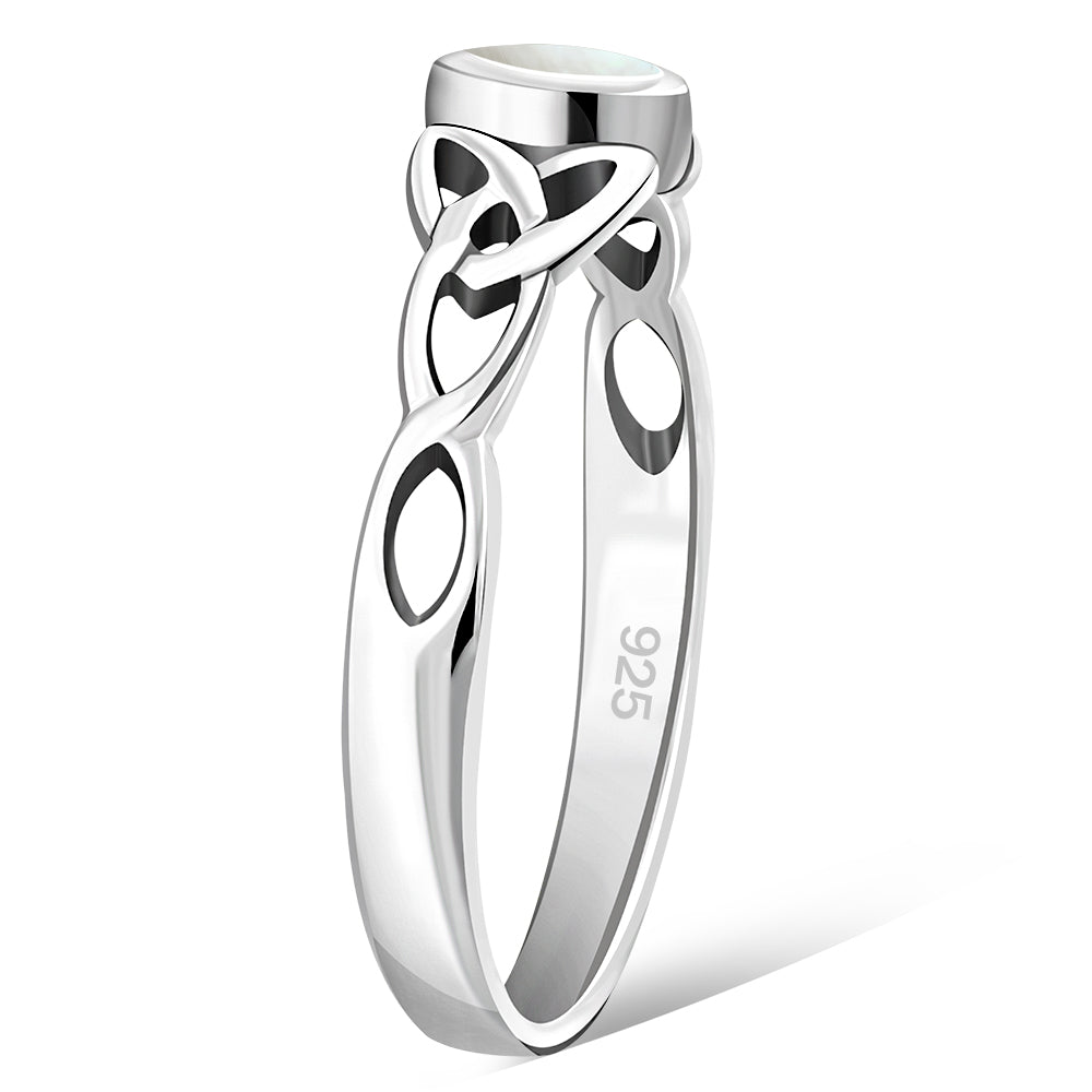 Celtic Silver Ring w/ Mother of Pearl
