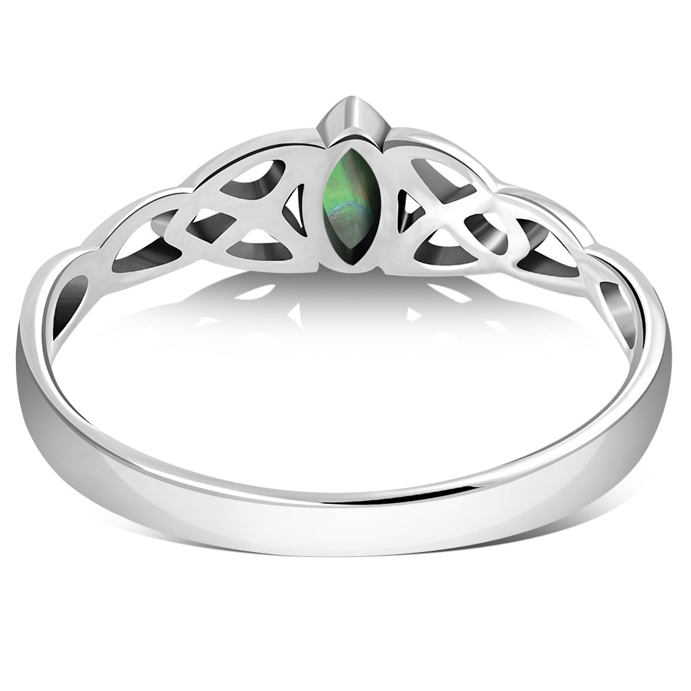 Celtic Knot Silver Ring w/ Abalone Shell