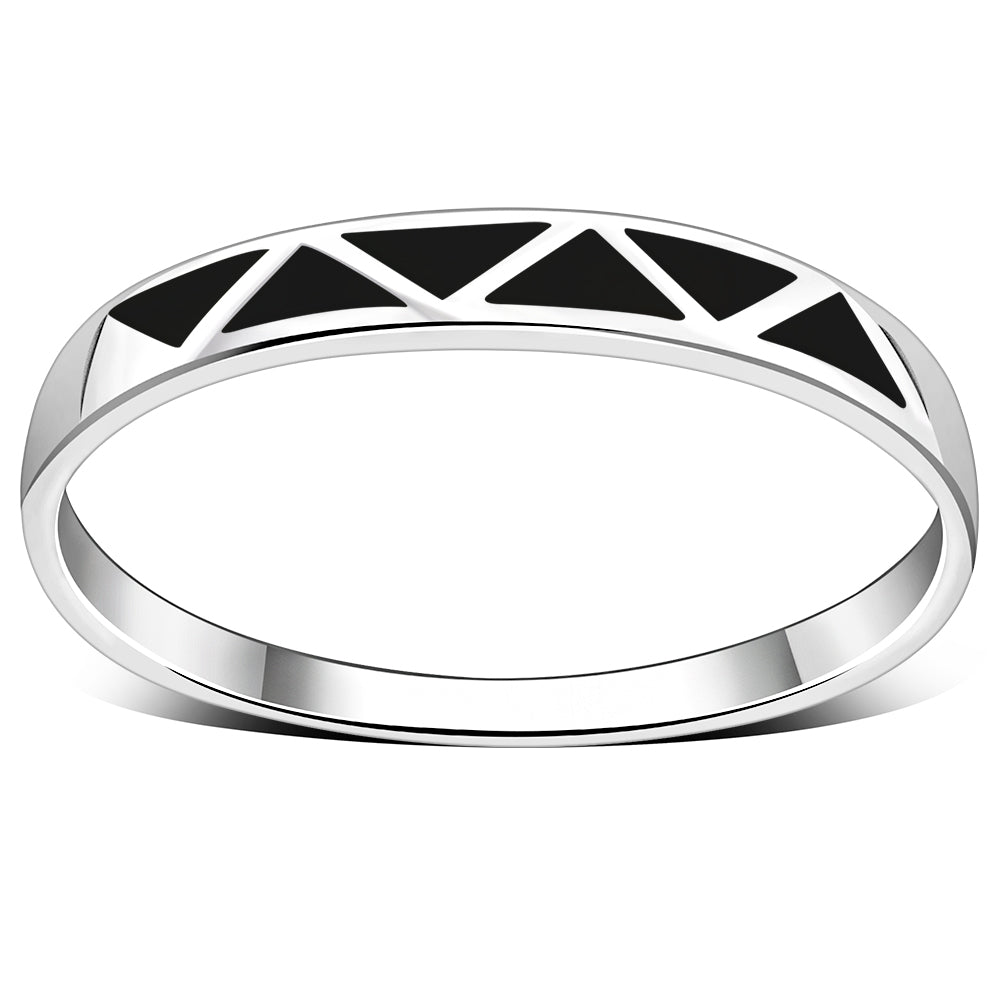 Black Onyx Silver Band Ring