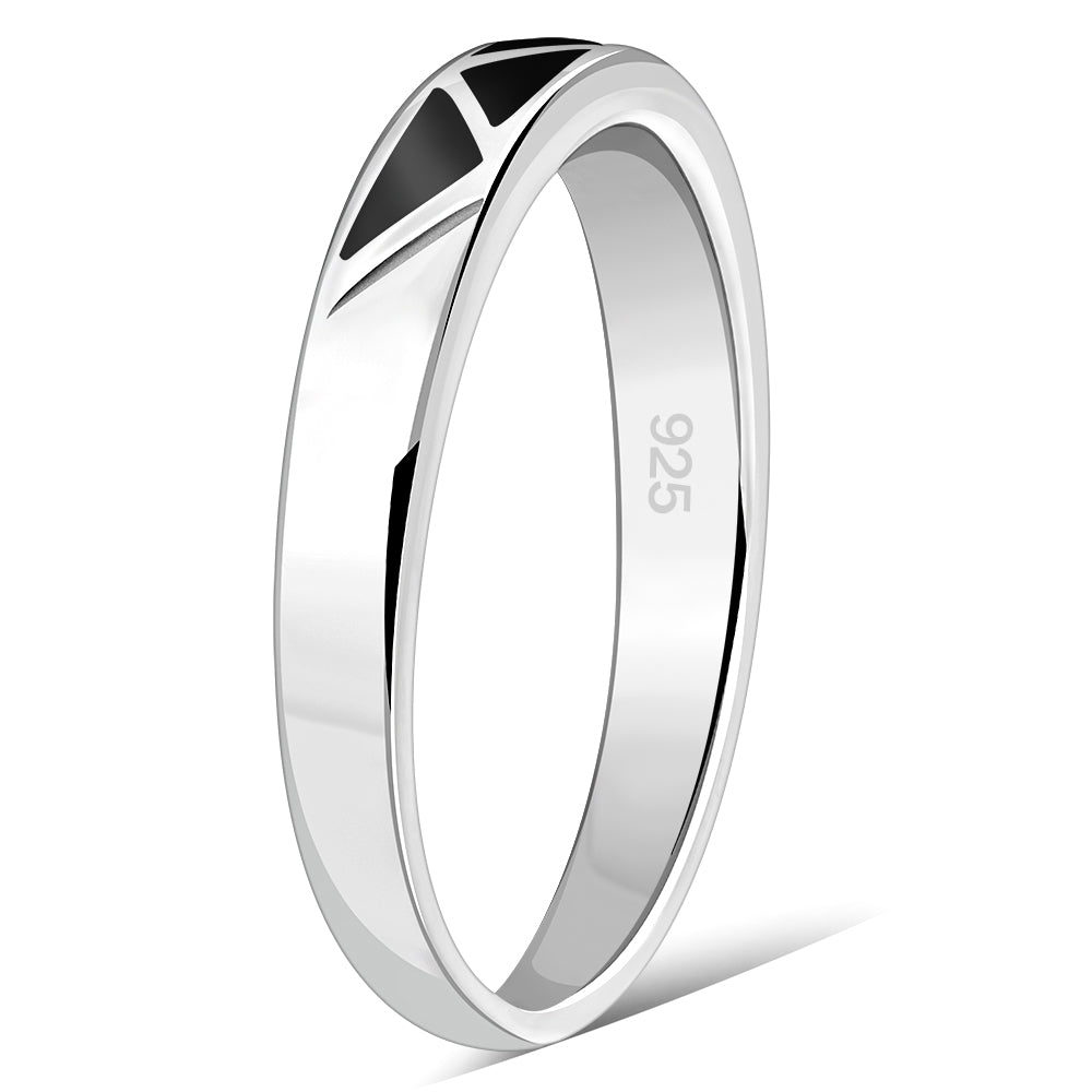 Black Onyx Silver Band Ring