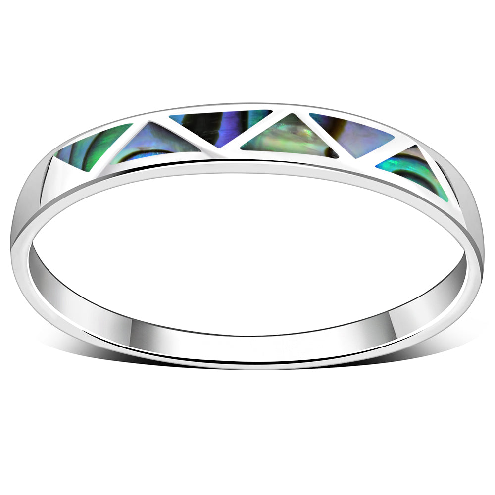 Abalone Sea Shell Silver Band Ring