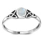 Silver Trinity Ring w/ Rainbow Moon Stone