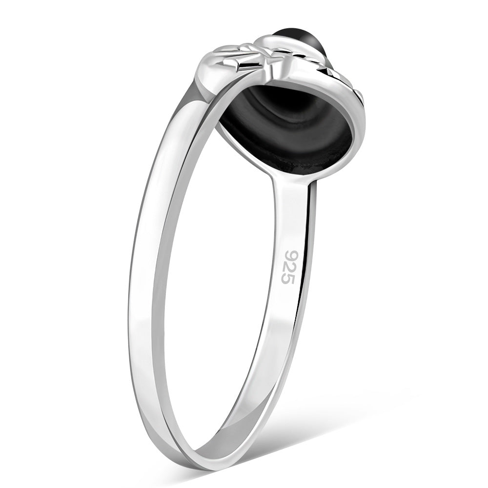 Ethnic Style Black Onyx Silver Ring