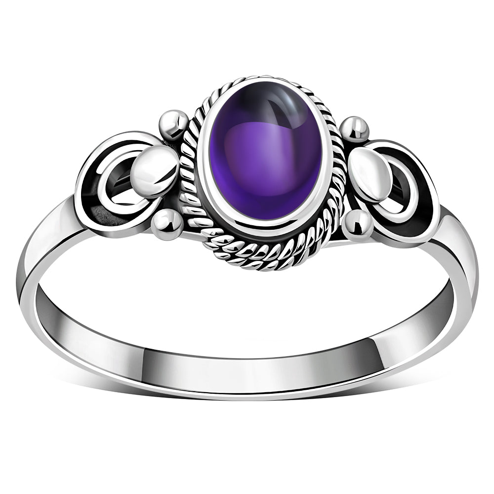 Ethnic Sterling Silver Amethyst Ring