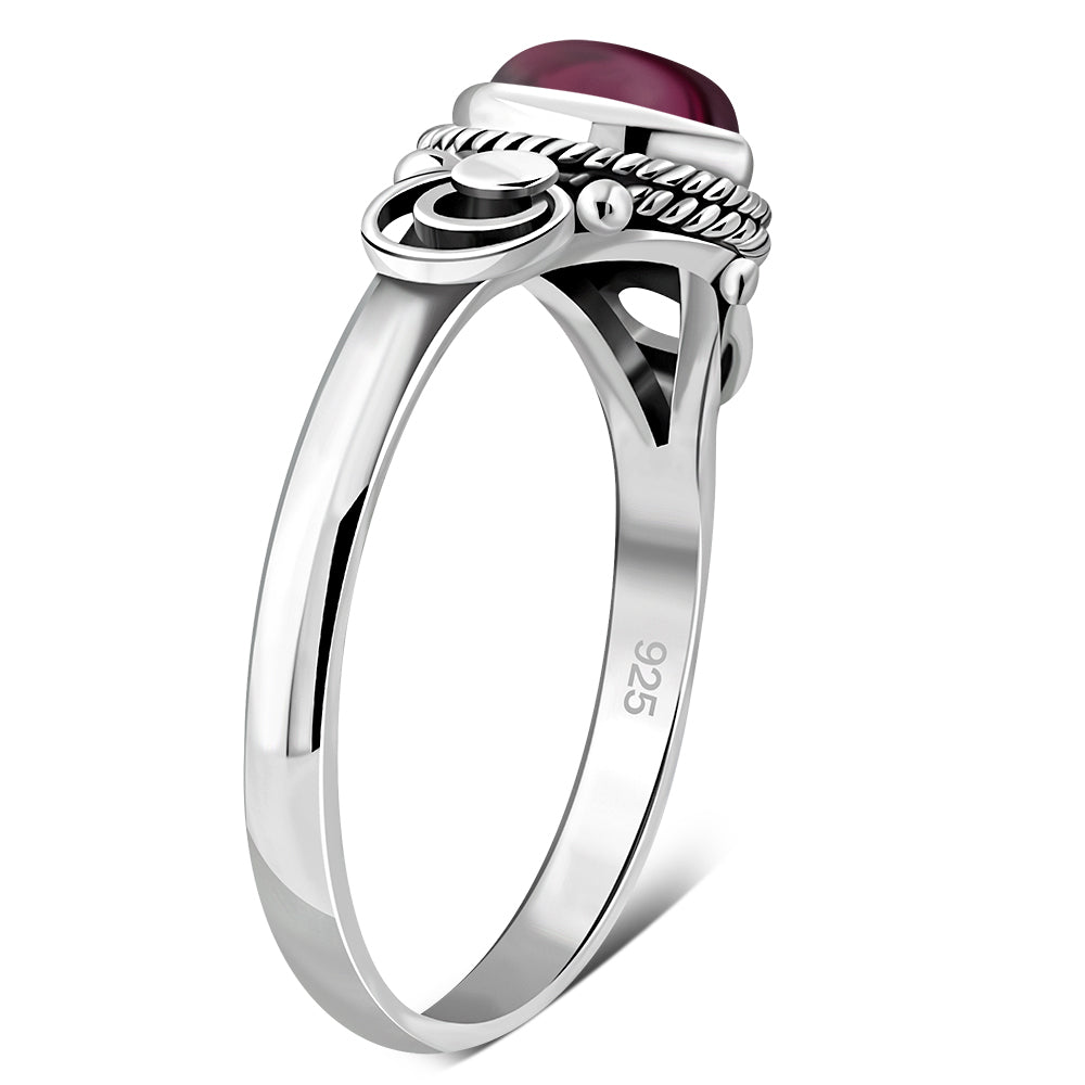 Ethnic Sterling Silver Garnet Ring