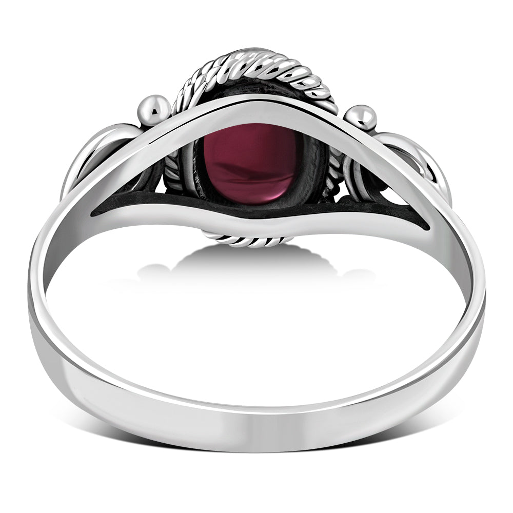 Ethnic Sterling Silver Garnet Ring