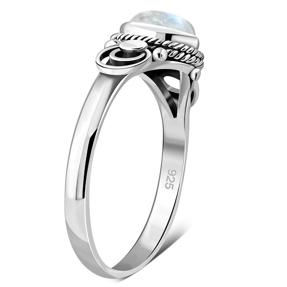 Ethnic Sterling Silver Rainbow Moonstone Ring