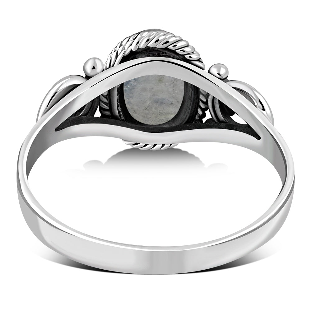 Ethnic Sterling Silver Rainbow Moonstone Ring