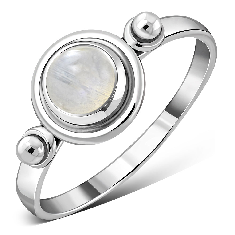 Rainbow Moonstone Silver Ring