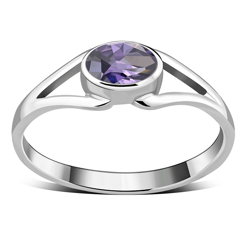 Delicate Amethyst Stone Sterling Silver Ring