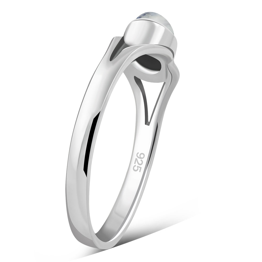 Delicate Rainbow Moonstone Sterling Silver Ring