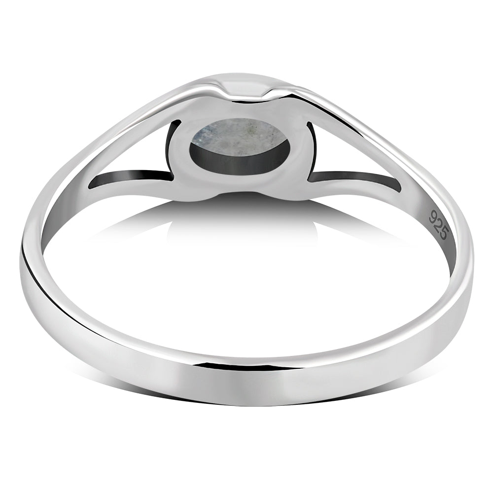 Delicate Rainbow Moonstone Sterling Silver Ring