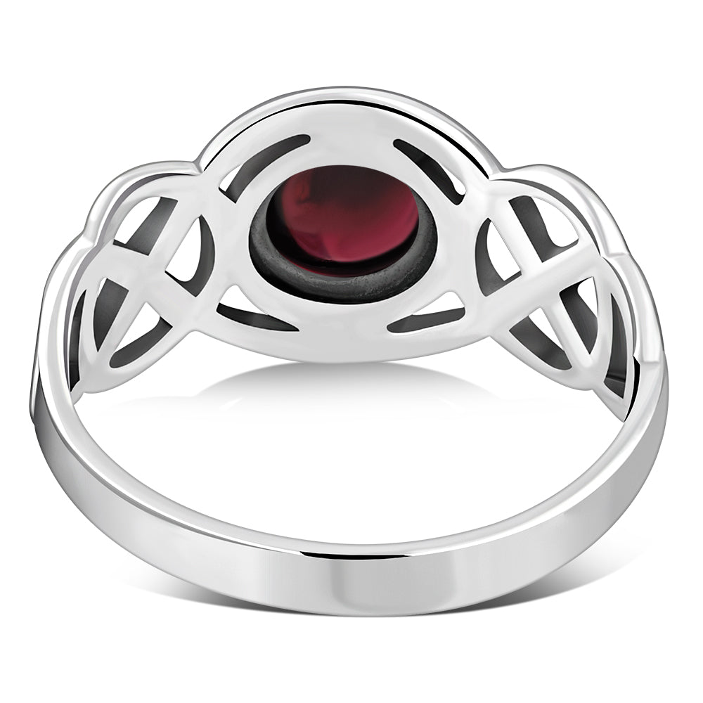 Celtic Knot Sterling Silver Garnet Ring