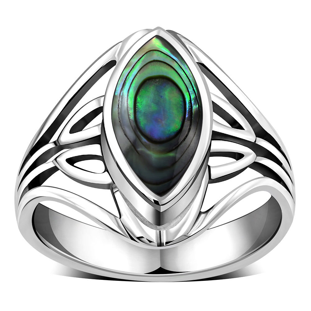 Large Abalone Shell Silver Ring