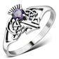 Celtic Knot Thistle Amethyst Stone Silver Ring