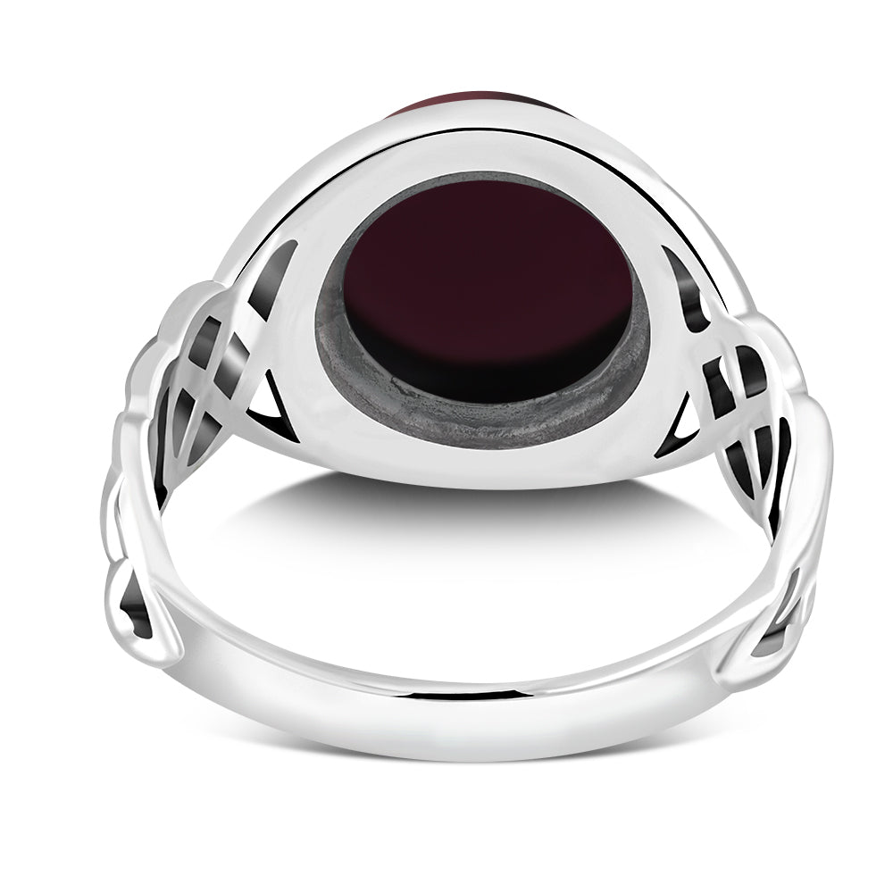 Garnet Stone Celtic Sterling Silver Ring