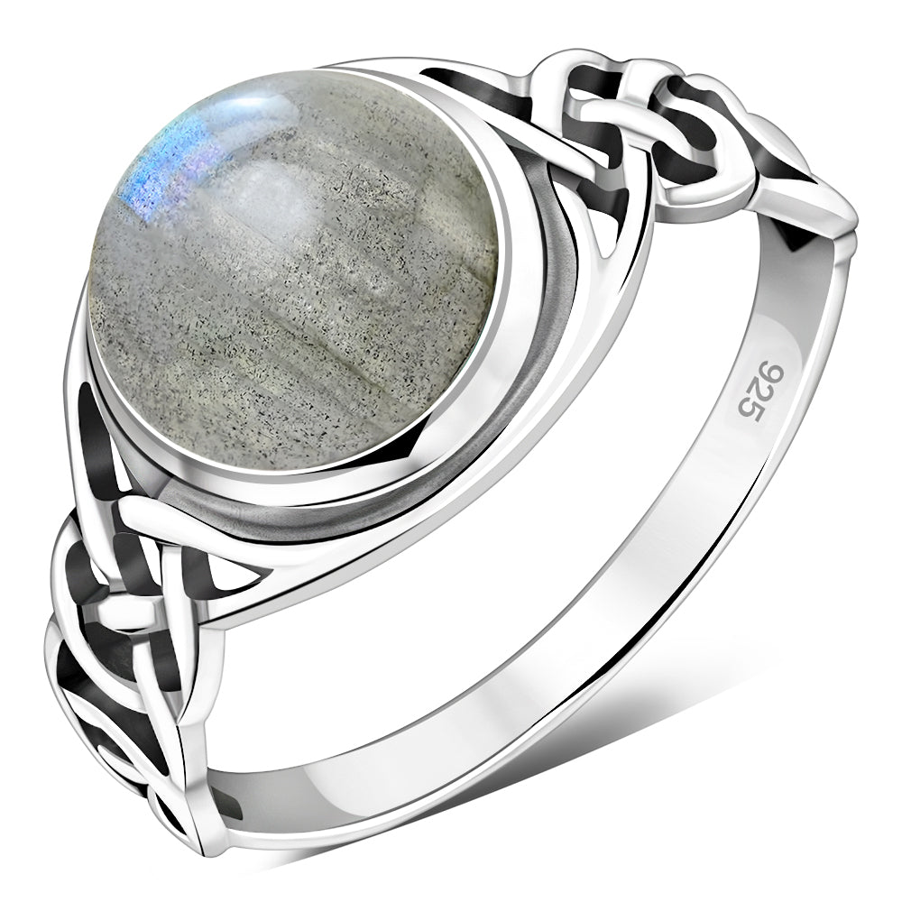 Labradorite Stone Celtic Silver Ring