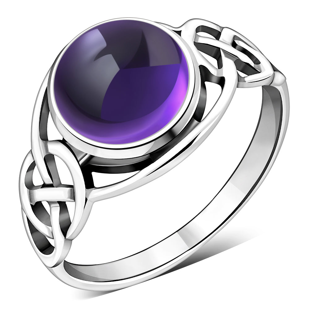 Amethyst Stone Celtic Silver Ring