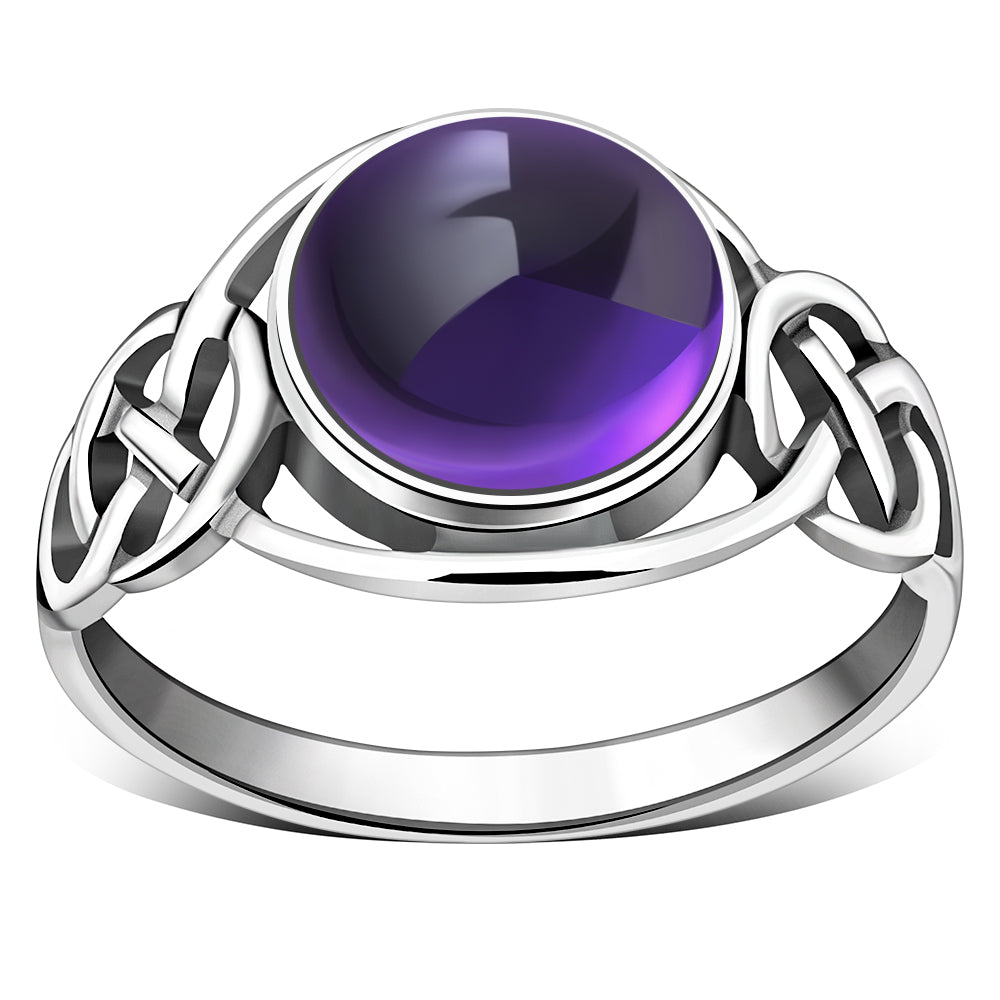 Amethyst Stone Celtic Silver Ring