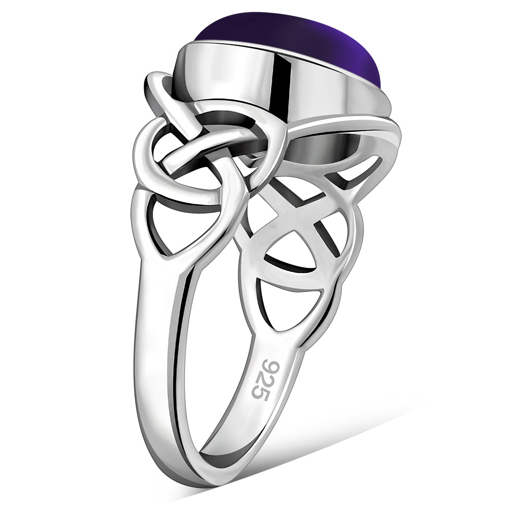 Amethyst Stone Celtic Silver Ring