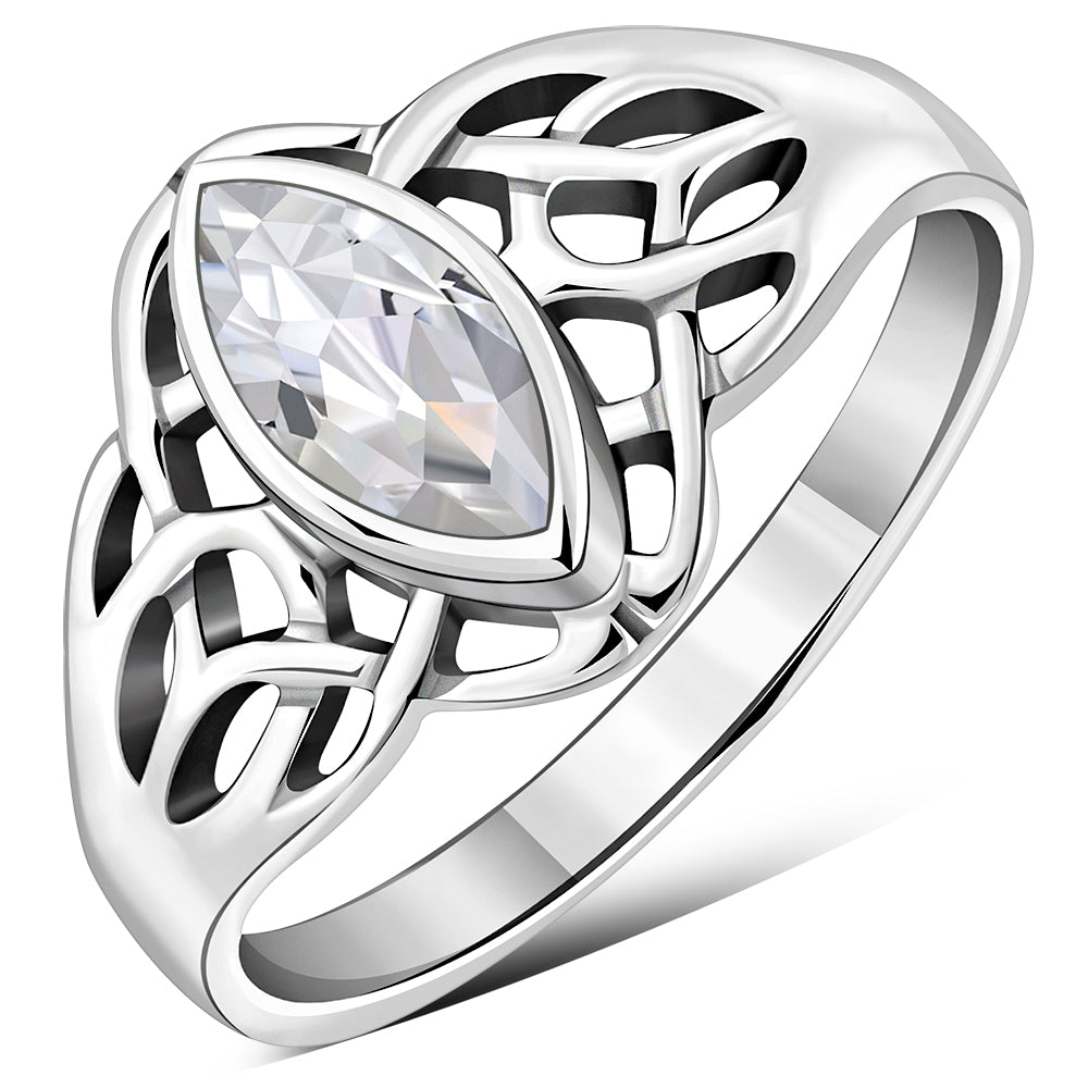 Celtic Knot CZ Silver Ring
