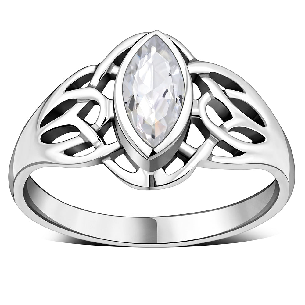 Celtic Knot CZ Silver Ring