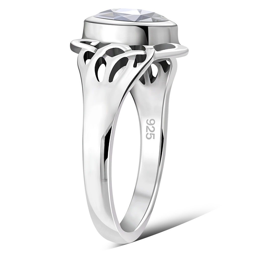 Celtic Knot CZ Silver Ring