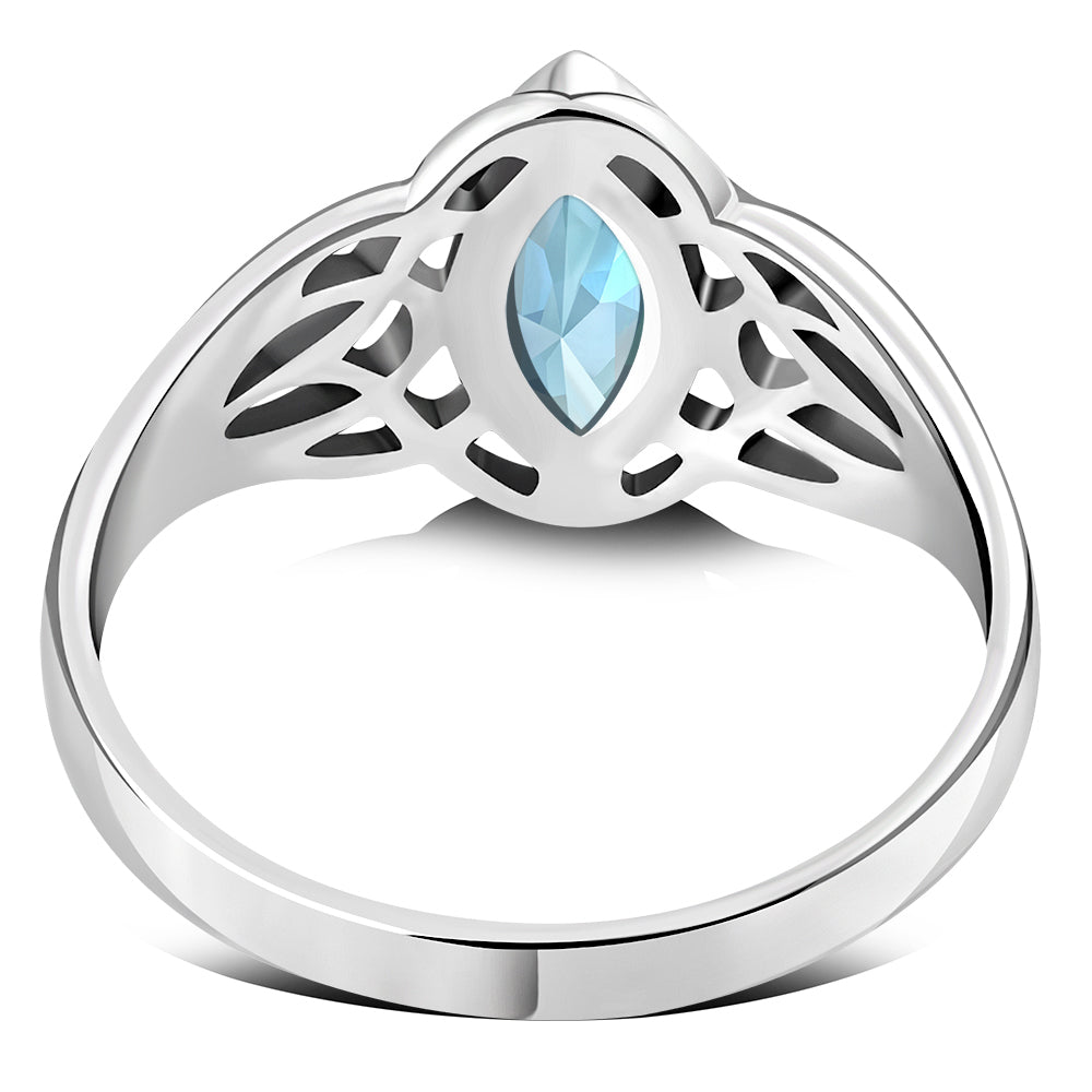 Celtic Knot Blue Topaz CZ Silver Ring