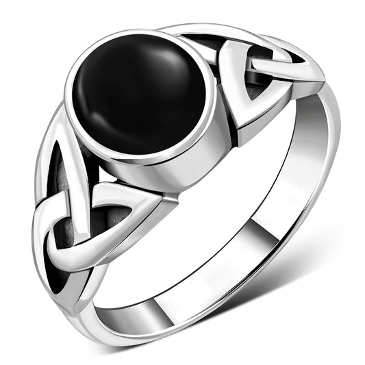 Trinity Black Onyx Silver Ring