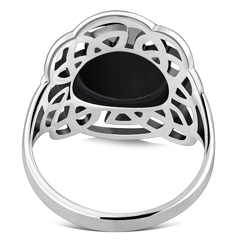 Black Onyx Celtic Sterling Silver Ring