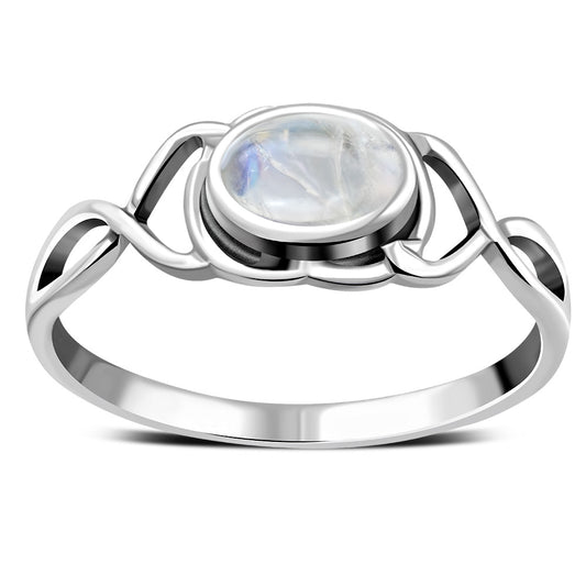 Twisted Rainbow Moonstone Silver Ring